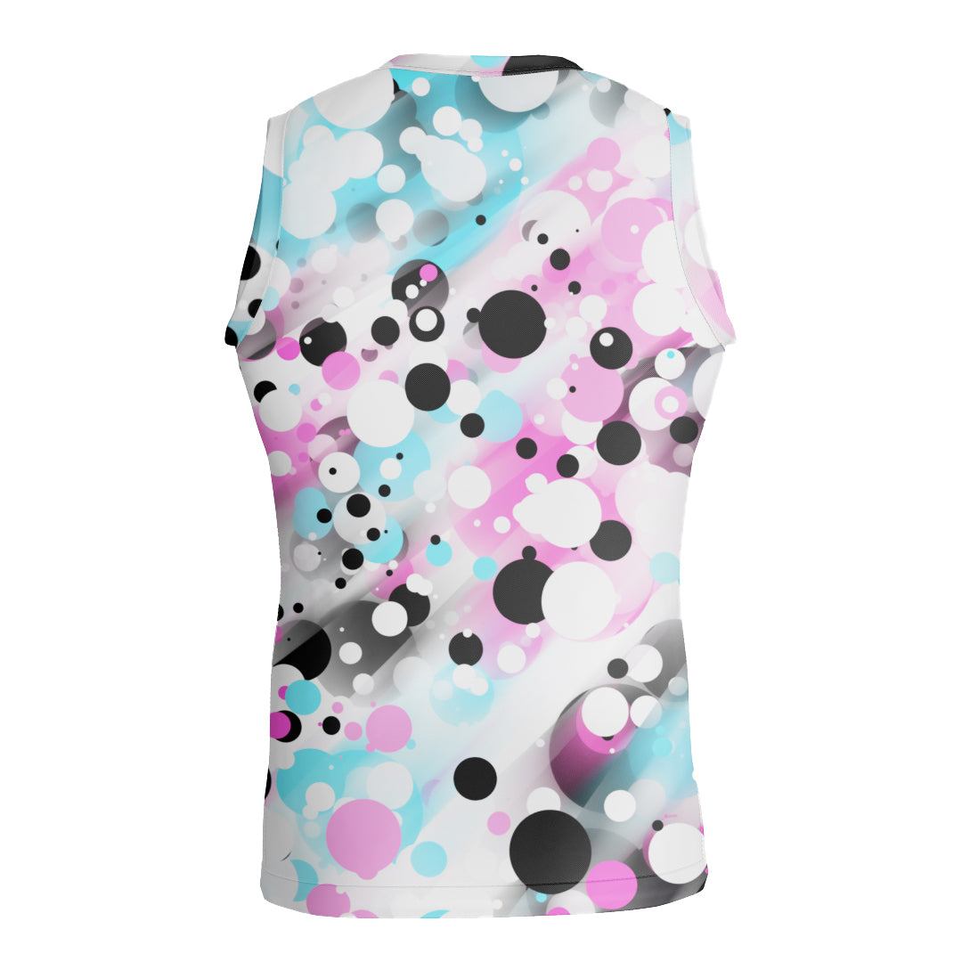 SLEEVELESS T-SHIRT COLOURED POLKA