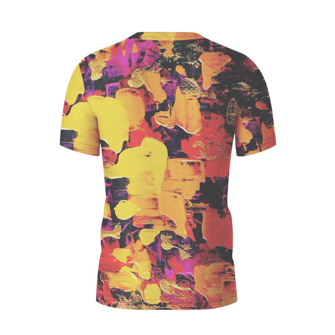 V-NECK T-SHIRT FLOWERS FLAMES