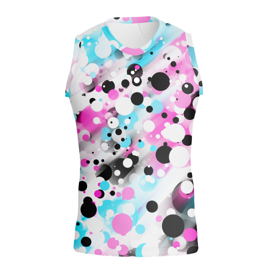 SLEEVELESS T-SHIRT COLOURED POLKA