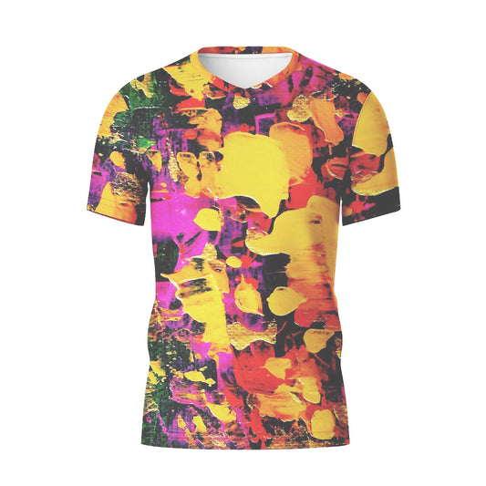 V-NECK T-SHIRT FLOWERS FLAMES