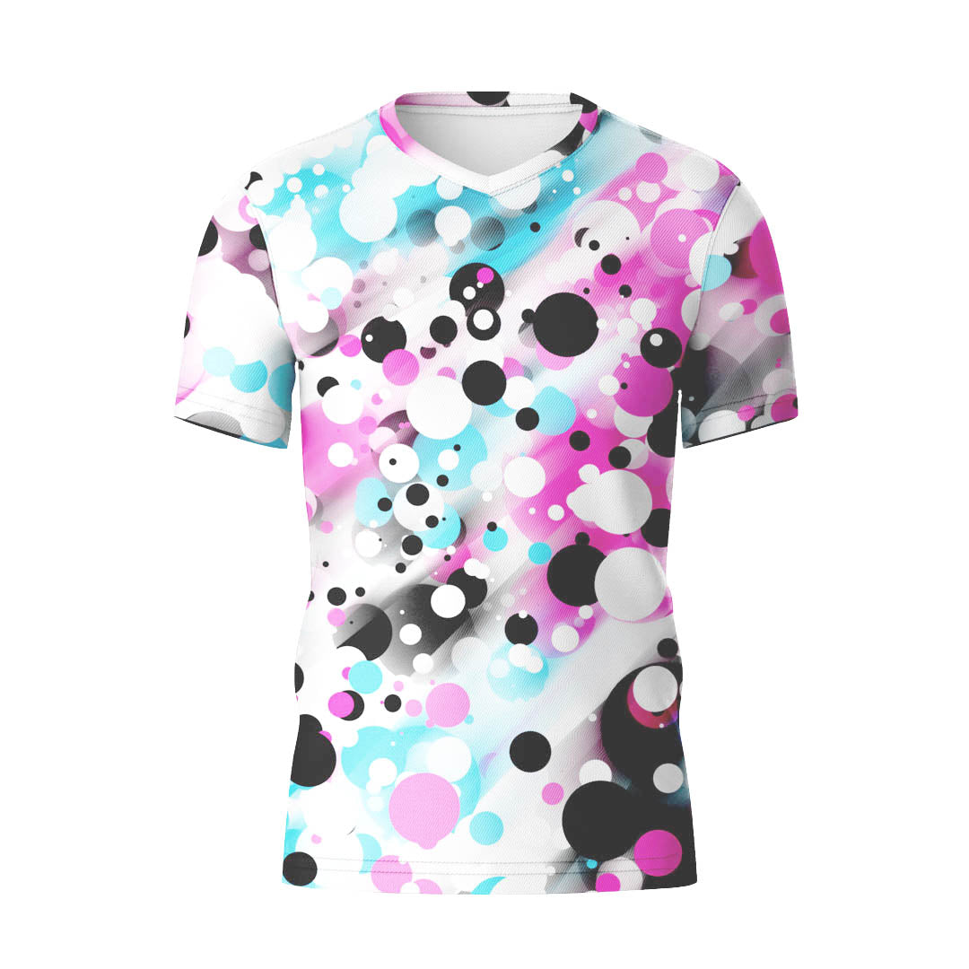 V-NECK T-SHIRT COLOURED POLKA