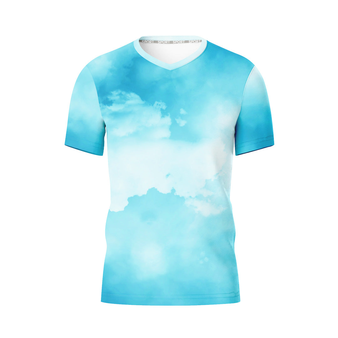 V-NECK T-SHIRT TURBO TURQUOISE