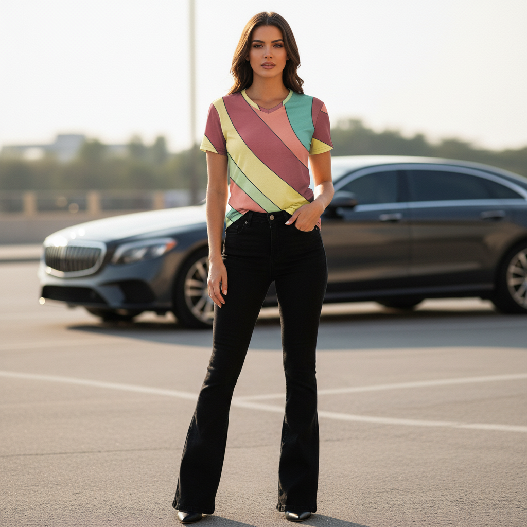 V-NECK T-SHIRT TUBES WOMEN