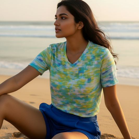 V-NECK T-SHIRT LAKE BLOSSOM WOMEN